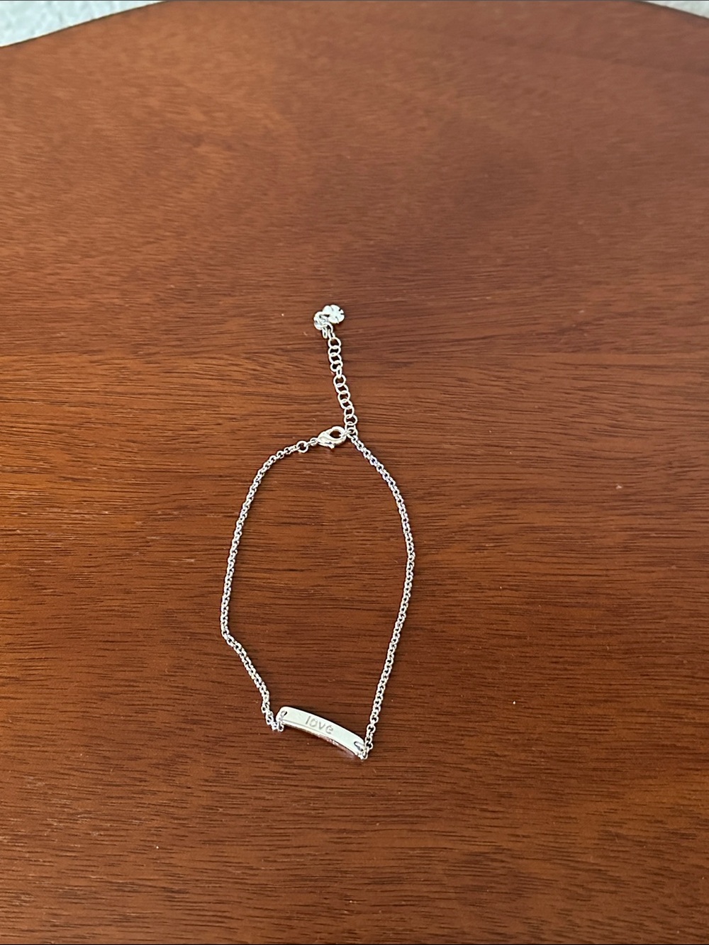 Silver "Love" Bar Chain Anklet - Women Jewelry